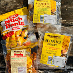 Honig Bärchen und Honigbonbons gefüllt mit Ingwer, Propolis oder Milch